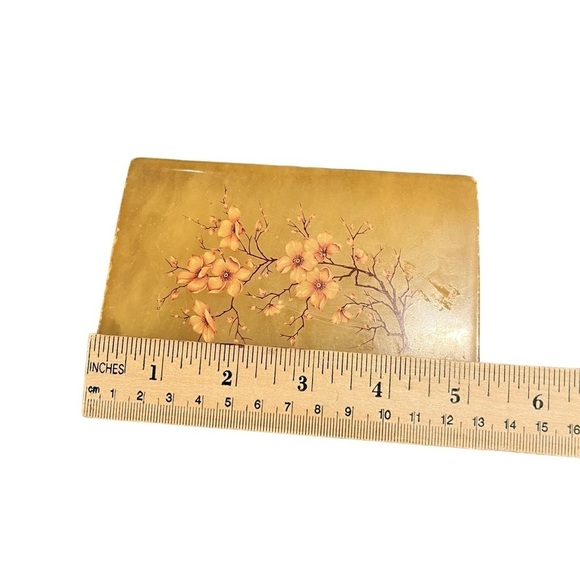 Alabaster Onyx Quartz Vintage Jewelry Box Floral Decal - Picture 4 of 7